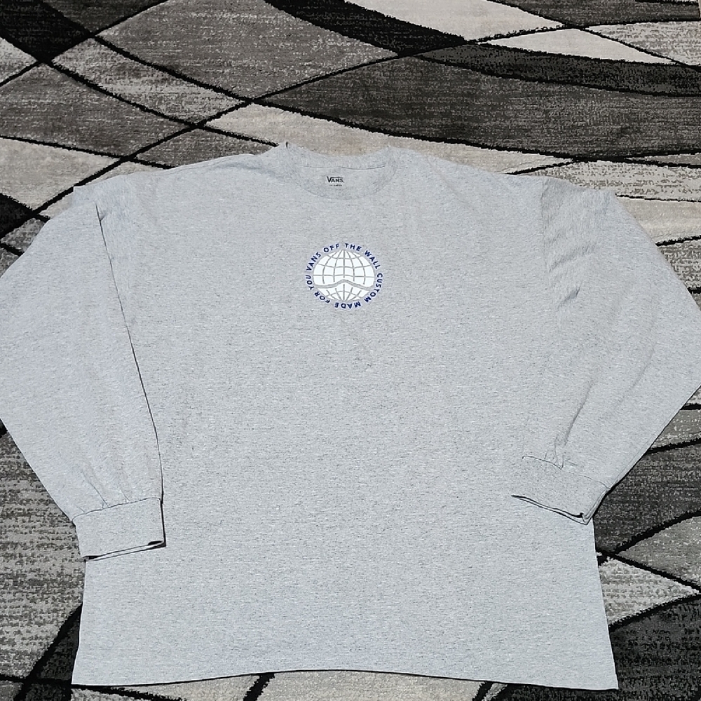 VANS OFF THE WALL CUSTOM MADE FOR YOU GRAY CREW-NECK LONG-SLEEVE TEE-SHIRT XXL
